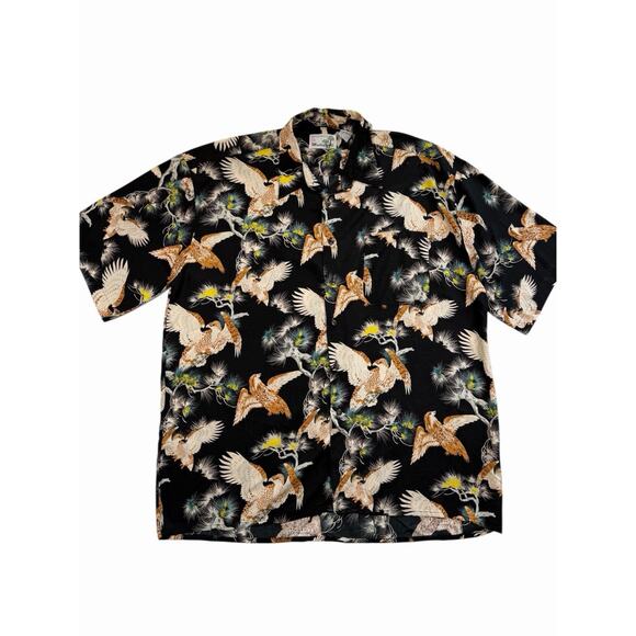 Monticello Other - Monticello Hawaiian Shirt Mens XL Black Bird Print Rayon Short Sleeve Aloha